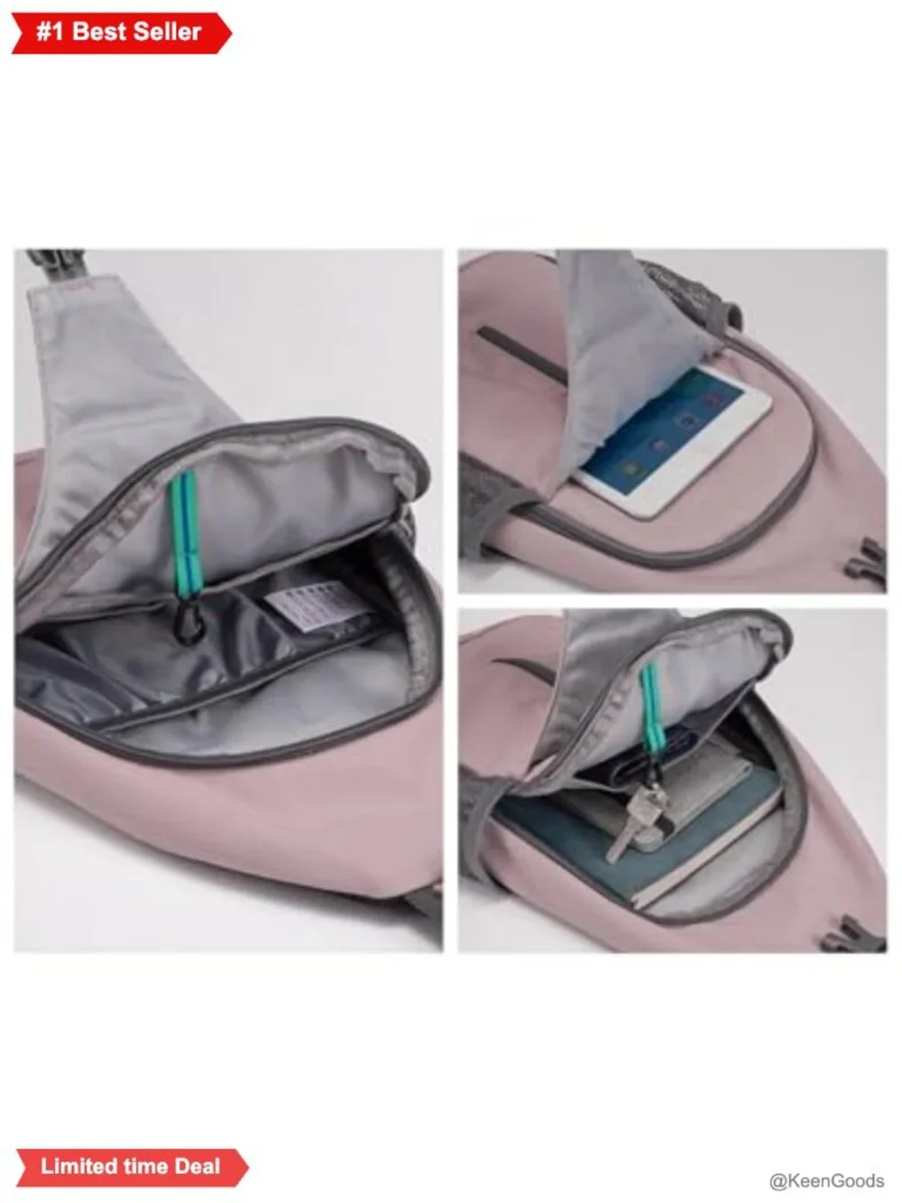 WATERFLY Crossbody Sling Backpack Nylon Travel Hiking Daypack
